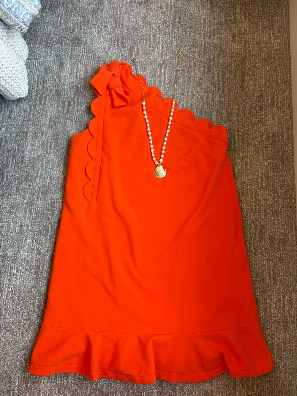 Victoria Beckham for Target One-Shoulder Scalloped Orange Dress